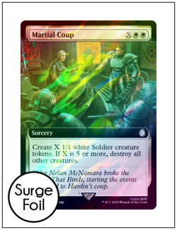 1x Martial Coup, Surge Foil Extended Art, Fallout, MTG NM - Image 1