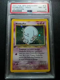 Pokemon PSA 8 1st Edition Neo Discovery Wobbuffet Holo Rare (16/75) NM-MINT - Image 1