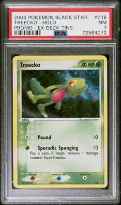 Pokemon Card Treecko 016 Holo Foil Ex Deck Tins Black Star Promo PSA 7 NM - Image 1