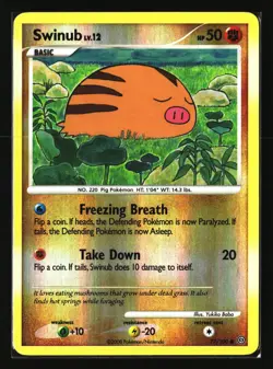 Pokemon SWINUB 77/100 Reverse Holo (2008 Stormfront) LP/Light Play - Image 1