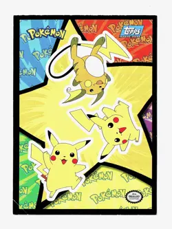 1999 Topps Pokemon The Movie Edition Sticker Cards Pikachu / Raichu - NM - Image 1