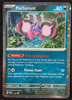 Pecharunt 2024 S&V Black Star Promo Cosmos Holo Pokemon Card SVP 149 (NM) - Image 1