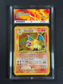 ACE 1 Charizard 4/102 HOLO Pokemon Card WOTC Base Set Holo Rare - Image 1