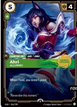 Riftbound League of Legends Ahri Alluring Promo Card OGN 066/298 Englisch - Image 1
