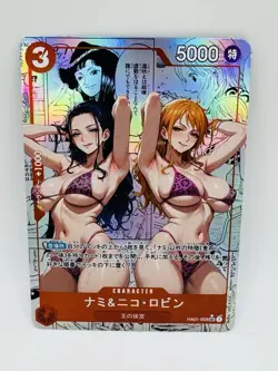 One Piece Goddess Nami X Nico Robin #6 DIY Doujin Kawaii Art Holo Card - Image 1
