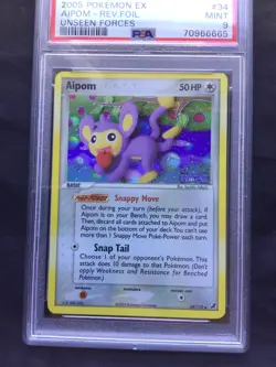 Pokemon Cards: EX Unseen Forces Reverse Holo: Aipom 34/115 PSA 9 - Image 2