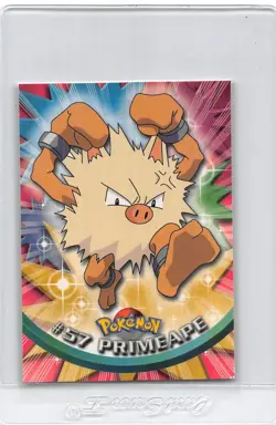 Primeape #57 - BLACK Logo - NON-HOLO - SERIES 1 - TOPPS Pokemon CARD - NM - Image 1