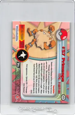 Primeape #57 - BLACK Logo - NON-HOLO - SERIES 1 - TOPPS Pokemon CARD - NM - Image 2