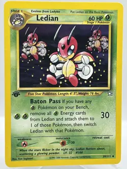 Ledian 39/111 Neo Genesis 1st Ed Non Holo WotC 2000 Vintage Pokemon TCG Card - Image 1