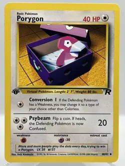 Porygon 48/82 Team Rocket 1st Ed Non Holo WotC 2000 Vintage Pokemon TCG Card - Image 1