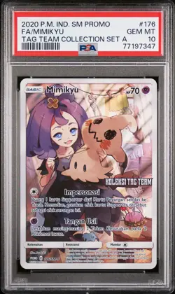 PSA 10 Mimikyu 176 Full Art Secret Rare Sun & Moon Pokemon Indonesian Promo Card - Image 1