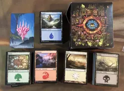 100 Magic Basic Land Card Lot 20 of Each Type!+Deck Box Out of pack Quality - Image 1