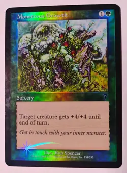 Foil Monstrous Growth MTG, 7th Edition, LP - Image 1