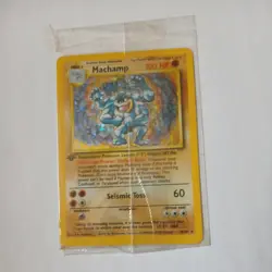 Machamp Holo Rare 1st Edition Factory Sealed Pokemon Card Near Mint - Image 1