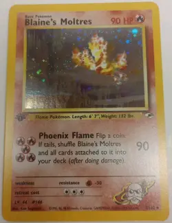 Pokemon TCG Blaine's Moltres Gym Heroes Holo Card 1/132 1st Edition Rare NM - Image 2