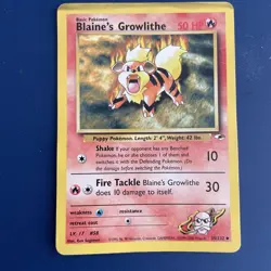 Blaine's Growlithe 62/132 Gym Challenge Set Pokemon Card TCG - Image 1