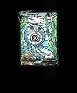 HOLO Poliwag Card Poliwag Stained Glass Pokemon Card READ DESCRIPTION BELOW p1 - Image 1