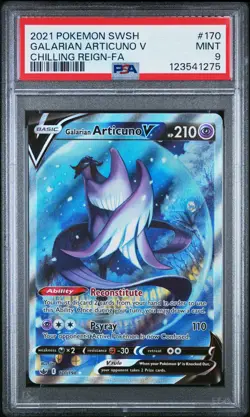 2021 POKEMON SWORD & SHIELD CHILLING REIGN FULL ART/GALARIAN ARTICUNO V PSA 9 - Image 1