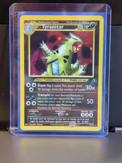 Pokemon TCG Tyranitar Neo Discovery Holo Card 12/75 Unlimited Rare - Image 1