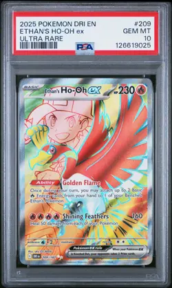 2025 POKEMON DRI EN-DESTINED RIVALS ULTRA RARE #209 ETHAN'S HO-OH EX PSA 10 - Image 1