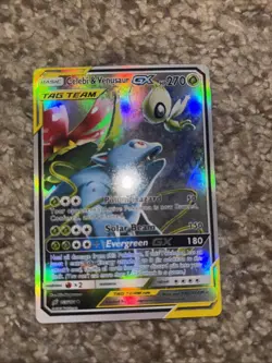 Pokemon TCG Celebi & Venusaur GX Holo Tag Team Card FAKE/REPLICA/DISPLAY ONLY - Image 1
