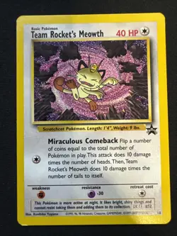 Team Rocket's Meowth # 18 Black Star PROMO WOTC Rare Pokemon Card Tcg - LP - Image 1