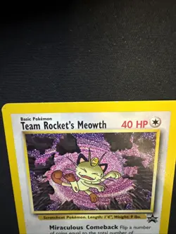 Team Rocket's Meowth # 18 Black Star PROMO WOTC Rare Pokemon Card Tcg - LP - Image 2