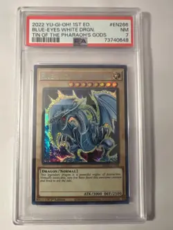 PSA 7 Blue Eyes White Dragon Tin Of The Pharoahs Gods Yu-Gi-Oh! MP22-EN266 - Image 1