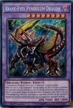 RATE-EN039 BRAVE-EYES PENDULUM DRAGON SECRET RARE 1ST EDITION YuGiOh CARD - Image 1