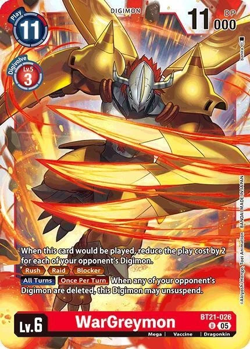 1x BT21-026 WarGreymon World Convergence Digimon Card Game x1 - Image 1