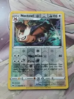 Pokemon Card Noctowl Sword & Shield Reverse Holo Rare 144/202 Near Mint - Image 1