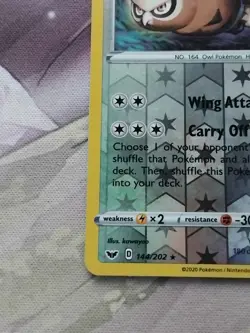 Pokemon Card Noctowl Sword & Shield Reverse Holo Rare 144/202 Near Mint - Image 4