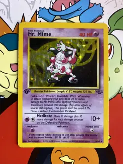 1999 Pokemon Jungle Mr. Mime Holo Card 6/64 First Edition MP/LP - Image 1
