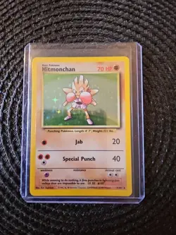 1999 Pokemon TCG Hitmonchan Base Set Holo Unlimited Rare Card - Image 1