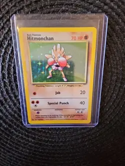 1999 Pokemon TCG Hitmonchan Base Set Holo Unlimited Rare Card - Image 3