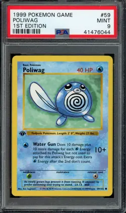 Pokemon Poliwag 1999 Base Set 1st Edition #59 PSA 9 Mint - Image 1