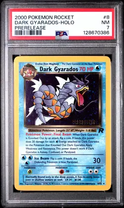 2000 POKEMON ROCKET PRERELEASE #8 DARK GYARADOS-HOLO PSA 7 - Image 1