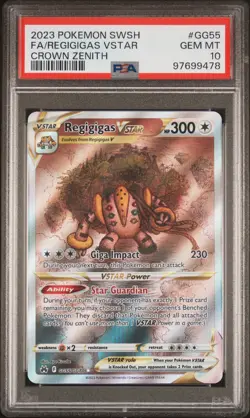 2023 POKEMON SWORD & SHIELD CROWN ZENITH #GG55 FULL ART/REGIGIGAS VSTAR PSA 10 - Image 1