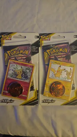 2x Sealed TEAM UP Blister Packs (Pikachu SM162 + Mimikyu SM163) Pokemon Cards - Image 1