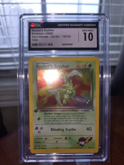 CGC 10 GEM MINT Rocket's Scyther Gym Heroes 1st Edition 13/132 Holo Pokemon Card - Image 3