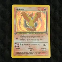 1st Edition Moltres 12/62 Fossil Rare Holo Pokemon Card - Image 1