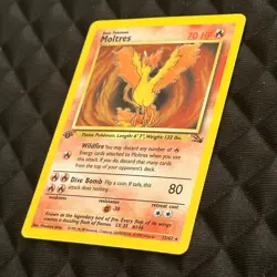 1st Edition Moltres 12/62 Fossil Rare Holo Pokemon Card - Image 2