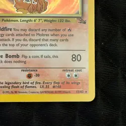1st Edition Moltres 12/62 Fossil Rare Holo Pokemon Card - Image 5