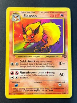 Flareon 19/64 Jungle Unlimited Rare - WOTC - Pokemon Card B LP - - Image 1