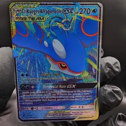 Pokemon Kyogre & Vaporeon Tag Team Custom Made Fan Art Holo With Texture - Image 1