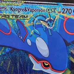 Pokemon Kyogre & Vaporeon Tag Team Custom Made Fan Art Holo With Texture - Image 2