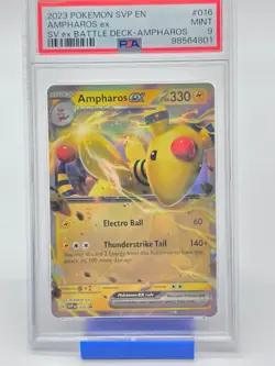 Pokemon 2023 SVP EN AMPHAROS EX #016 PSA 9 MINT Black Star Promo - Image 1