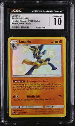 LUCARIO Shiny Vault Holo Hidden Fates #SV22 CGC 10 Pokemon [Nostalgium] - Image 1