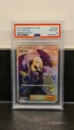 PSA 10 Cynthia SV82/SV94 Pokemon card Hidden Fates Sun and Moon Gem Mint - Image 1