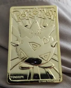 Pokemon Togepi Burger King 23k Gold Plated Trading Card 1999 Nintendo in CASE - Image 1